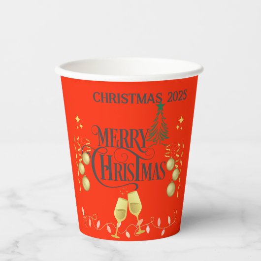 Zeer vrolijk kerstfeest papieren bekers (Voorkant)