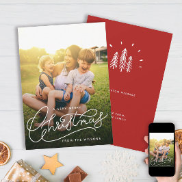 Zeer Vrolijk Kerstmis Eenvoudige Schattigee Famili Feestdagenkaart