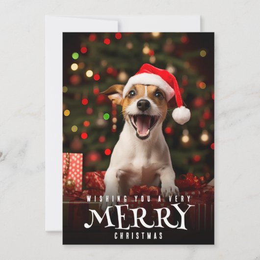 Zeer Vrolijk Kerstmis Jack Russel Terrier Hond Feestdagenkaart (Voorkant)