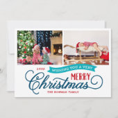 Zeer vrolijk kerstscript 2 foto feestdagenkaart (Voorkant)