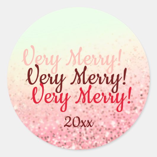 Zeer Vrolijk roze licht groen glitter vakantie cad Ronde Sticker (Voorkant)