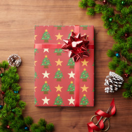 Zeer vrolijk sterrenlicht kerstboom patroon cadeaupapier