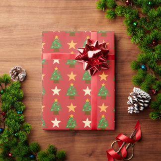 Zeer vrolijk sterrenlicht kerstboom patroon cadeaupapier
