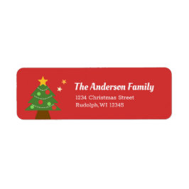 Zeer vrolijk sterrenlicht kerstboom terug adres etiket