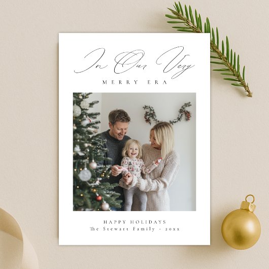 Zeer Vrolijk Tijdperk Moderne Familie Foto Kerst K Feestdagenkaart