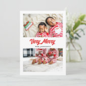 Zeer vrolijk twee foto collage kerst Kaart (Staand voorkant)