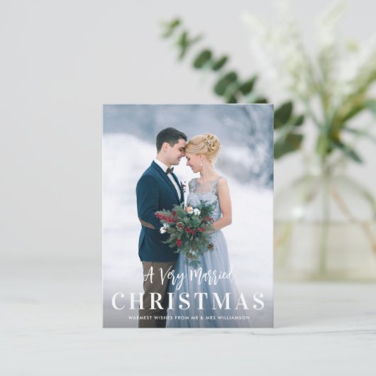 Zeer vrolijke aankondiging van de feestdag briefkaart (Staand voorkant)