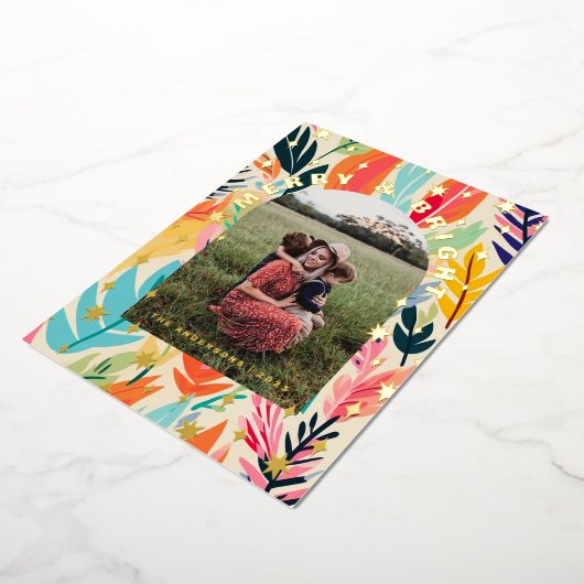 Zeer Vrolijke Border Foto Kerst Kaart (Gedraaid)