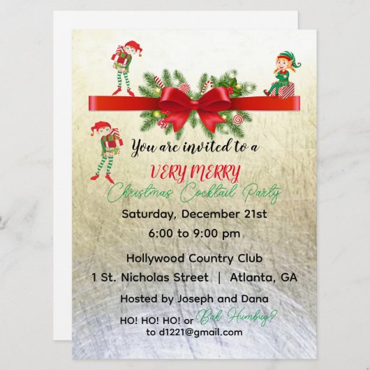 Zeer Vrolijke Elfen Party Uitnodiging 6.5 "x 8 (Voorkant / Achterkant)