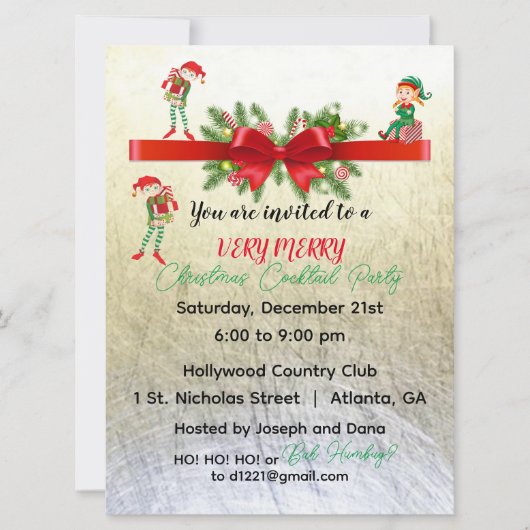 Zeer Vrolijke Elfen Party Uitnodiging 6.5 "x 8 (Voorkant)