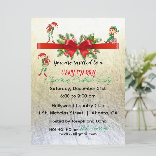 Zeer Vrolijke Elfen Party Uitnodiging 6.5 "x 8 (Staand voorkant)