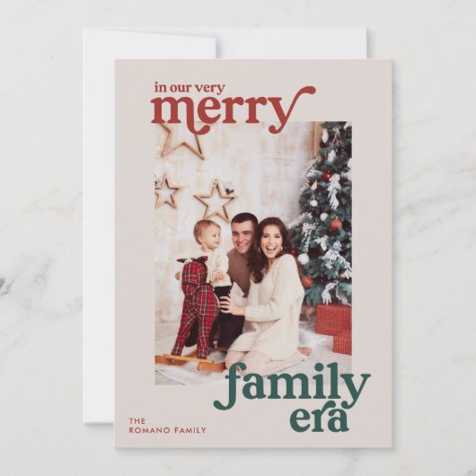 Zeer Vrolijke Familie Tijdperk Retro Foto Feestdagenkaart (Voorkant)