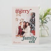Zeer Vrolijke Familie Tijdperk Retro Foto Feestdagenkaart (Staand voorkant)