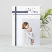 Zeer Vrolijke Faux Folie Een Foto Religieuze Kerst Feestdagenkaart (Staand voorkant)