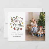 Zeer vrolijke handgetekende kerstfotokaart feestdagenkaart (Voorkant)