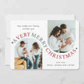 Zeer vrolijke kerst moderne boog foto feestdagenkaart (Voorkant)