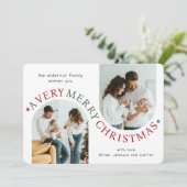 Zeer vrolijke kerst moderne boog foto feestdagenkaart (Staand voorkant)