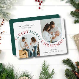 Zeer vrolijke kerst moderne boog foto feestdagenkaart