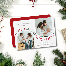 Zeer vrolijke kerst moderne boog foto feestdagenkaart