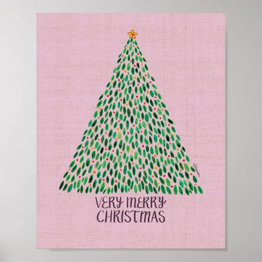 Zeer vrolijke kerst Waterverf vakantie art print (Voorkant)