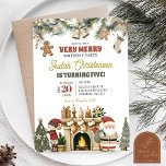 Zeer vrolijke kerstman en elf verjaardagsfeest kaart<br><div class="desc">Zeer vrolijke kerstverjaardagsuitnodiging,  Little Elf Zeer vrolijk verjaardagsfeest,  Kerstman Vakantie Verjaardagsfeest,  Cookies Verjaardag</div>