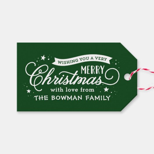 Zeer Vrolijke Kerstmis Script Vakantie Cadeaulabel (Voorkant (Horizontaal))