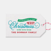 Zeer Vrolijke Kerstmis Script Vakantie Cadeaulabel (Voorkant (Horizontaal))