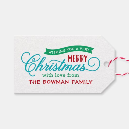 Zeer Vrolijke Kerstmis Script Vakantie Cadeaulabel (Voorkant (Horizontaal))