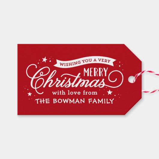 Zeer Vrolijke Kerstmis Script Vakantie Cadeaulabel (Voorkant (Horizontaal))