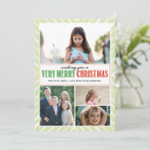 Zeer Vrolijke Kerstmis wenst x4 Feestdagenkaart (Staand voorkant)