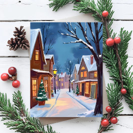 Zeer vrolijke kerststad feestdagenkaart