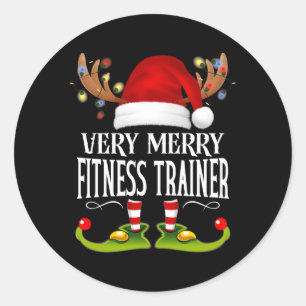 Zeer vrolijke X-Mas Fitness Trainer Ronde Sticker