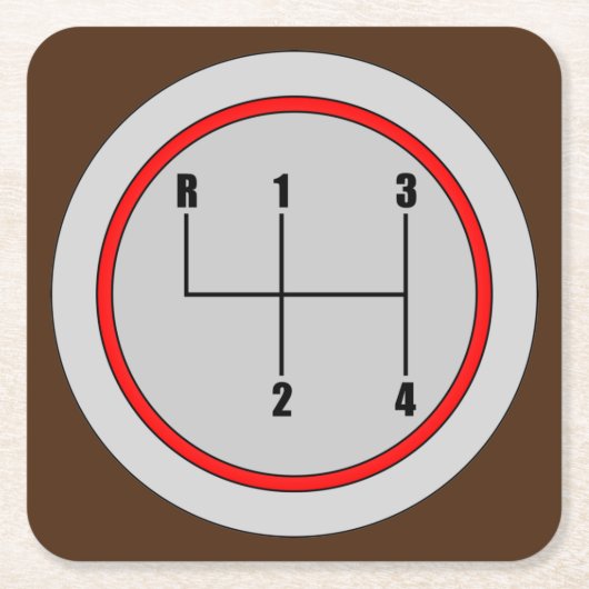 Zeer vun 4-snelheidsklasse Shift-knop Grafisch Ond Kartonnen Onderzetters (Voorkant)