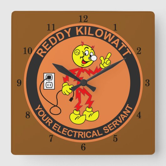 Zeer vun, roodstalen Kilowatt wandklok (Voorkant)