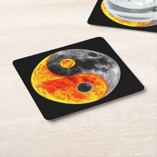 Zeer vun Yin en Yang Sun en Moon Kartonnen Onderzetters (Schuin)
