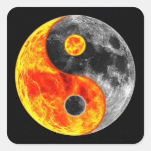 Zeer vun Yin en Yang Sun en Moon Vierkante Sticker