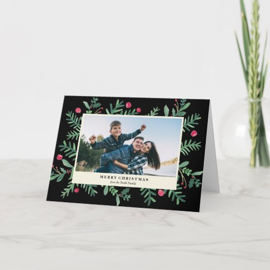 Zeer Waterverf van Kerstmis van de Bes de Vrolijke Feestdagen Kaart (Voorkant)