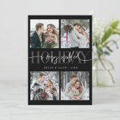 Zeer Wedded Holiday Pas getrouwd Multi Photo Zwart Feestdagenkaart (Staand voorkant)