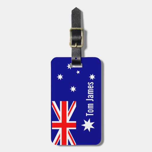 Zeer wollige vlag van Australië met monogram Bagagelabel (Voorkant verticaal)