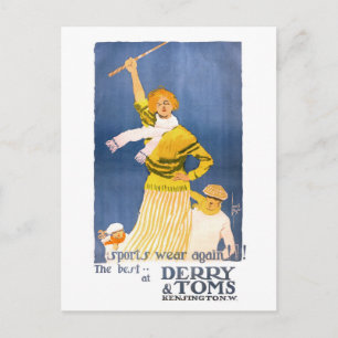 Zeer zelden Herstelbare Derry & Toms Vintage Poste Briefkaart