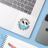 Zeer zeldzaam Laten we aan anderen denken! Sticker (Laptop met iPhone)