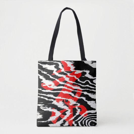 Zeer zwart rood wit Abstract patroon Tote Bag (Voorkant)