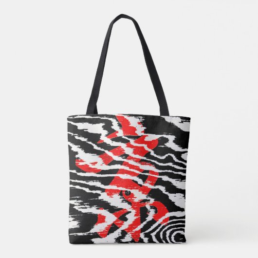 Zeer zwart rood wit Abstract patroon Tote Bag (Achterkant)