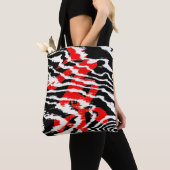 Zeer zwart rood wit Abstract patroon Tote Bag (Dichtbij)