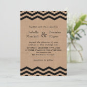 Zeer zwarte Chevrons op Burlap Wedding Invitation Kaart (Staand voorkant)