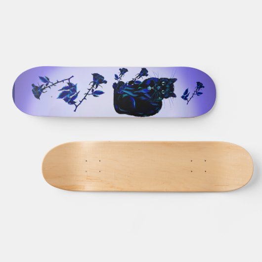 Zeer zwarte kat en Rozen Skateboard (Horizontaal)