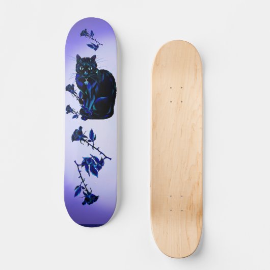 Zeer zwarte kat en Rozen Skateboard (Voorkant)