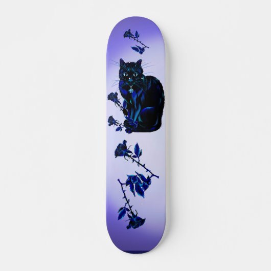 Zeer zwarte kat en Rozen Skateboard (Voorkant)