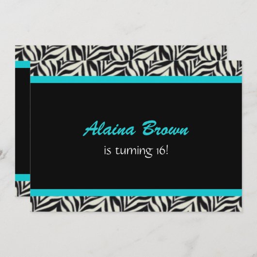 Zeerdag feestelijke uitnodigingen Zebra Print (Voorkant / Achterkant)