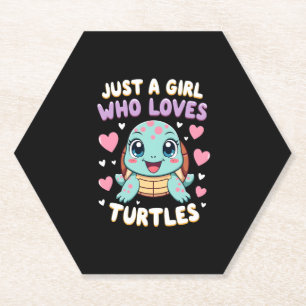 Zeereptiel Schildpad Liefhebbers Gewoon Een Meisje Kartonnen Onderzetters